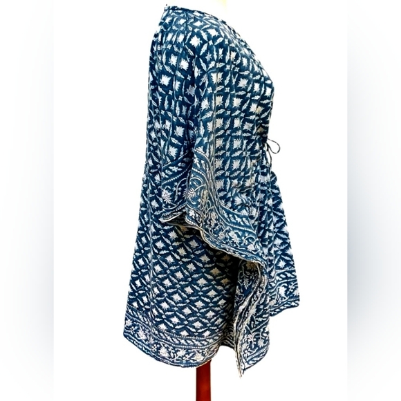 Sevya Handmade Blue and White Kaftan One Size Fits Most. NWOT. - Picture 6 of 12